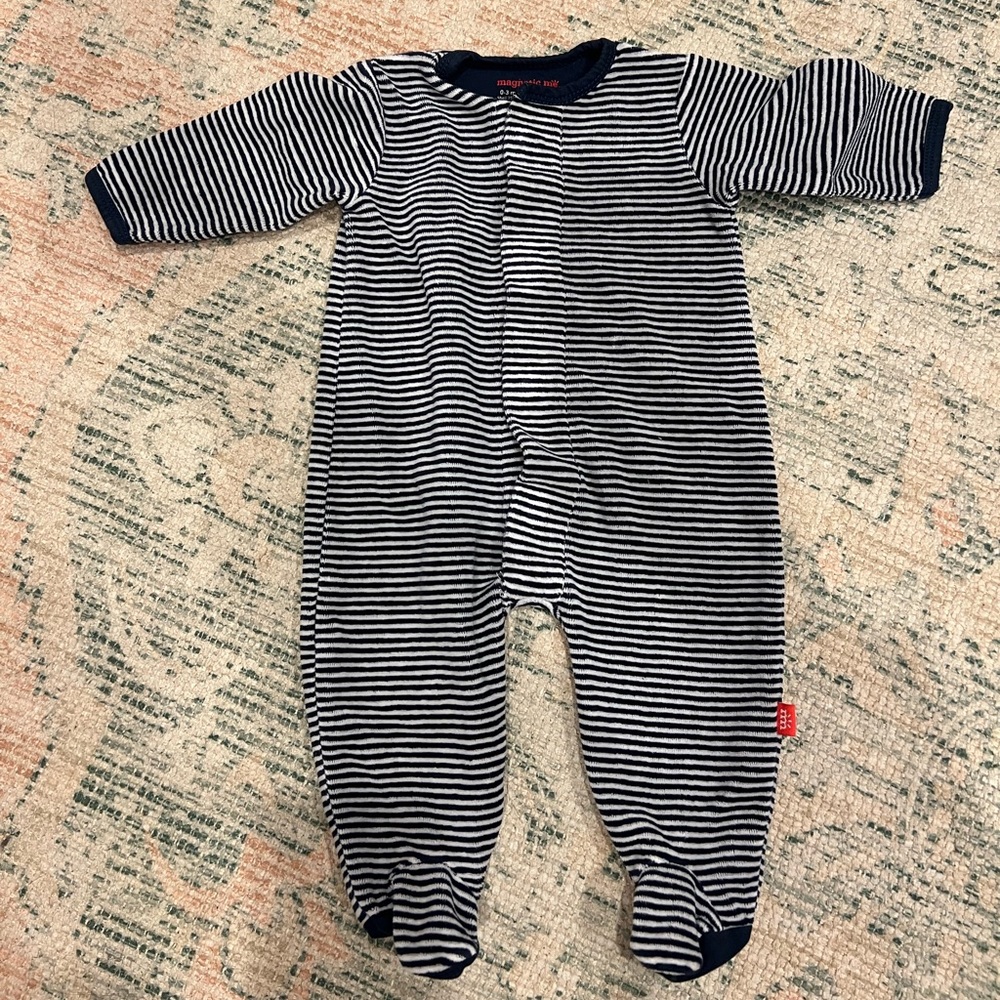 Magnetic Me blue striped pajamas 0-3 months